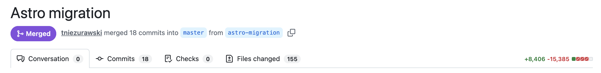The migration pull request. Not a small thing!