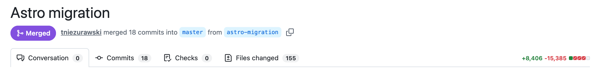 The migration pull request. Not a small thing!